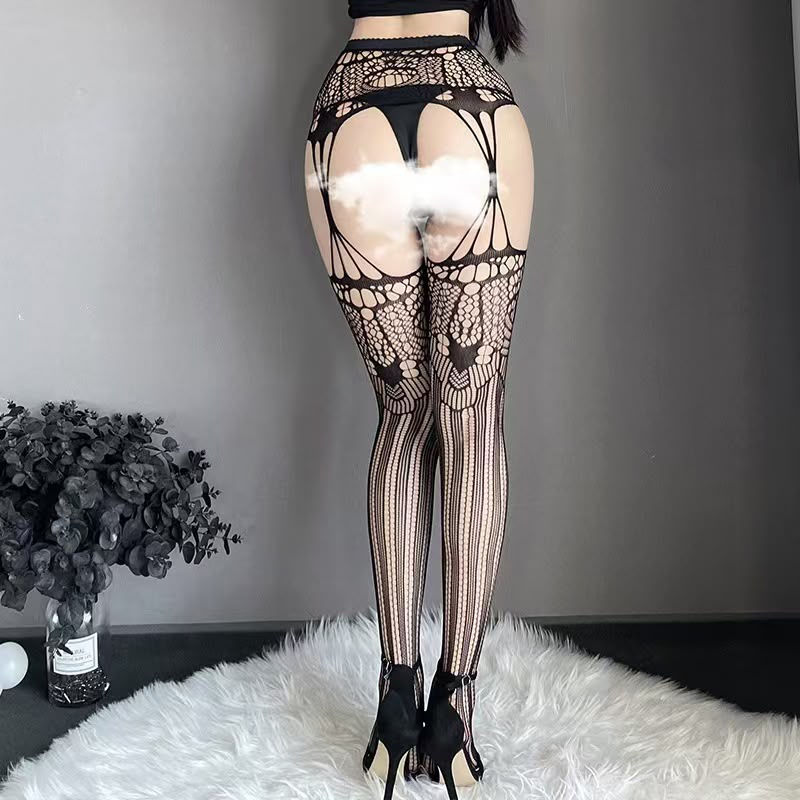 Black Fishnet Bodystocking – High Waist Lace Pantyhose - Lace&Loom