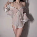 Luna™ Sheer Chiffon Oversized Lingerie Shirt – Soft & Elegant Sleepwear - Lace&Loom
