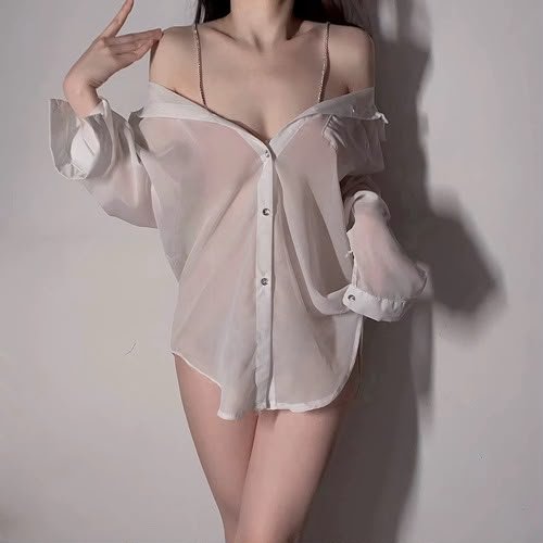 Luna™ Sheer Chiffon Oversized Lingerie Shirt – Soft & Elegant Sleepwear - Lace&Loom