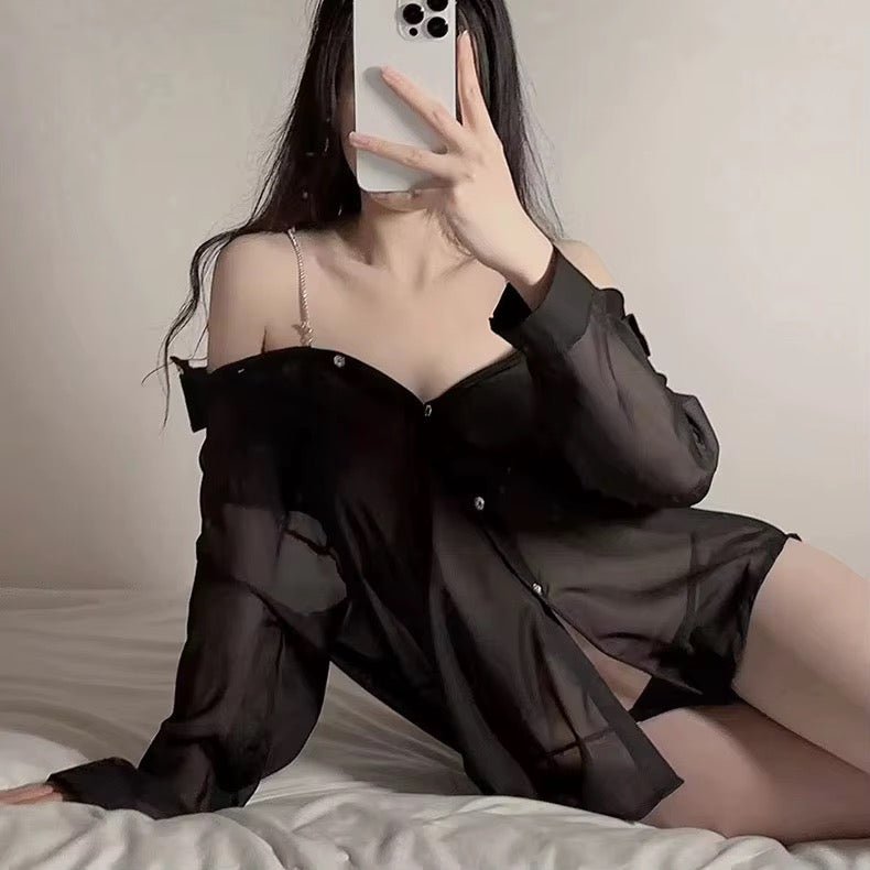 Luna™ Sheer Chiffon Oversized Lingerie Shirt – Soft & Elegant Sleepwear - Lace&Loom