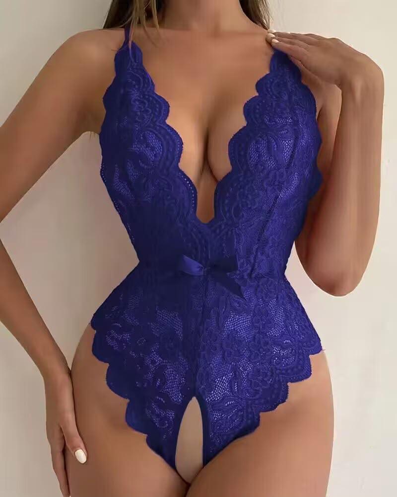 Midnight Desire™ Floral Lace Teddy Bodysuit – Elegant Backless Lingerie - Lace&Loom